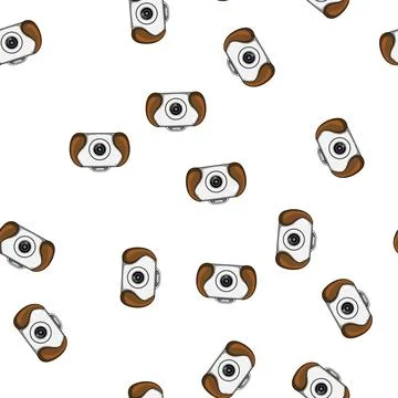 Pattern Cute cartoon camera with dog ears design Stock Illustration
