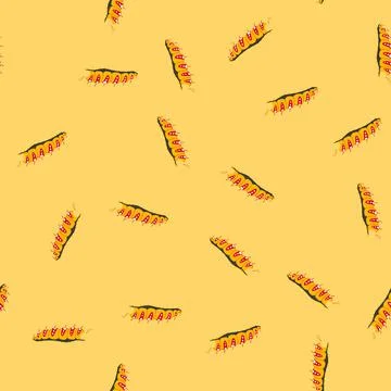 Pattern cute cartoon caterpillar larva with segmented yellow body and red pat Stock Illustration
