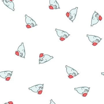 Pattern Cute cartoon seal wearing santa hat celebrating holiday joy Stock Illustration