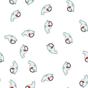 Pattern Cute cartoon seal wearing warm earmuffs Stock Illustration