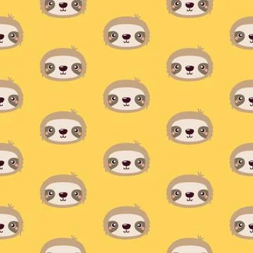 Pattern with cute cartoon sloths. Stock Illustration