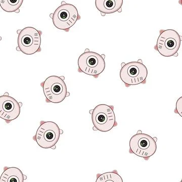 Pattern Cute cat camera pet technology recording video イラスト素材