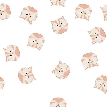 Pattern cute cat face cartoon vector Stock Illustration