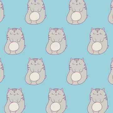 Pattern of cute cats baby animals kawaii style 스톡 일러스트
