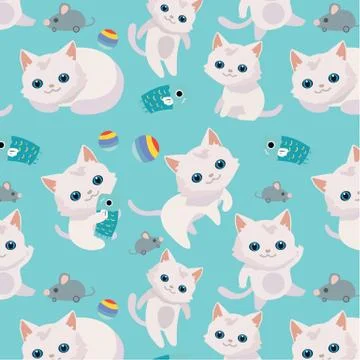 Pattern with cute cats. Stock Illustration