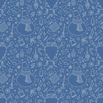 Pattern with cute characters and holiday elements. Stock Illustration