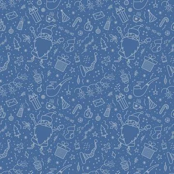 Pattern with cute characters and holiday elements. Stock Illustration