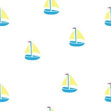 Pattern - Cute childish ship with sails, for textiles or wallpaper Stock Illustration