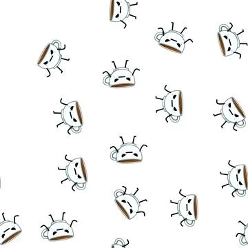 Pattern cute coffee mug character cartoon vector Stock Illustration