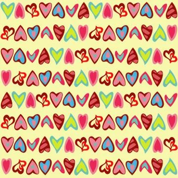 Pattern with cute colorful hearts Stock Illustration