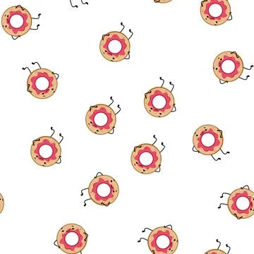 Pattern cute dessert character cartoon vector Stock Illustration