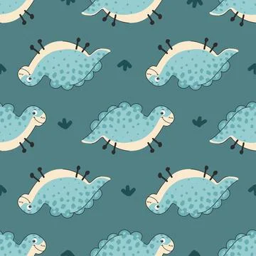 Pattern cute dinosaur for kids, poster, t-shirt, background Stock Illustration