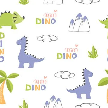 Pattern cute dinosaurs Stock Illustration