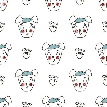 Pattern with cute dogs Stock Illustration