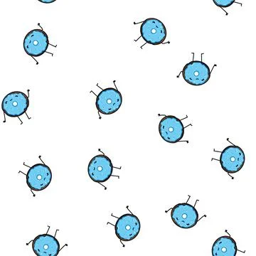 Pattern cute donut character cartoon vector 스톡 일러스트