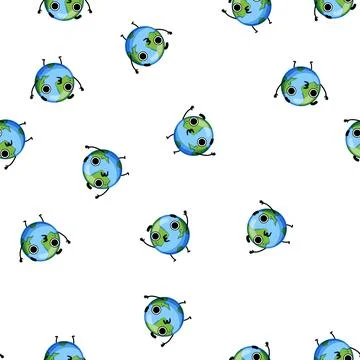 Pattern cute earth planet character cartoon vector Stockillustratie