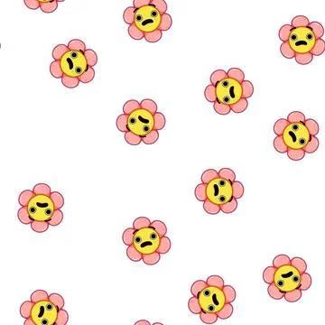 Pattern cute flower character cartoon vector Stock Illustration