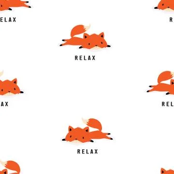 Pattern with cute fox Stock Illustration
