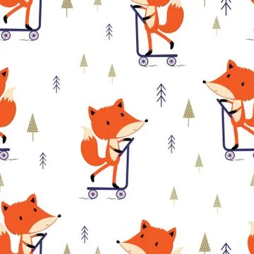Pattern with cute fox Stock Illustration