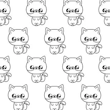 Pattern of cute foxes baby animals kawaii style Stock Illustration