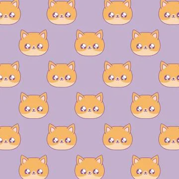 Pattern of cute foxes baby animals kawaii style Stock Illustration
