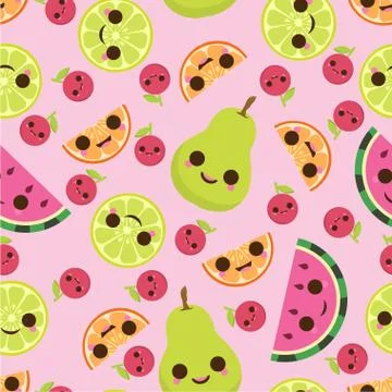 Pattern with cute fruits Stock Illustration