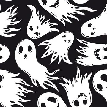 Pattern with cute ghosts Illustrazione stock