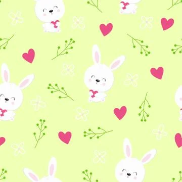 Pattern with cute hares Stock Illustration