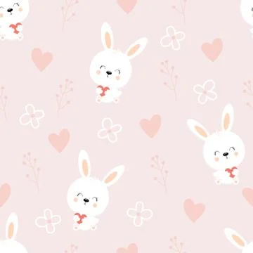 Pattern with cute hares Illustrazione stock