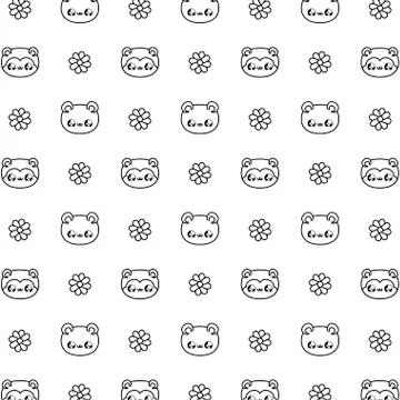 Pattern cute heads of bear and fox baby kawaii style Stock Illustration