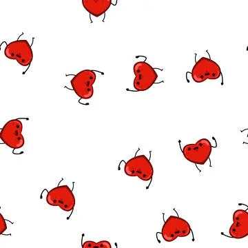 Pattern cute heart character cartoon vector Illustrazione stock