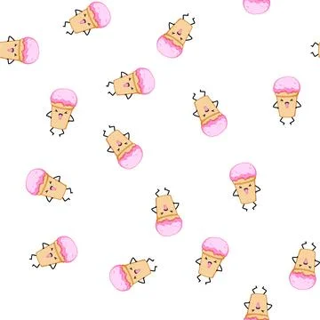 Pattern cute ice cream character cartoon vector Stock Illustration