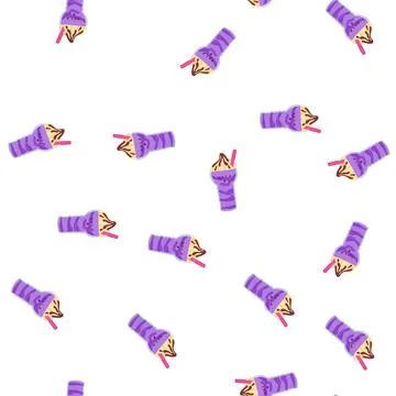 Pattern cute kawaii milkshake character with whipped cream and straw Stock Illustration