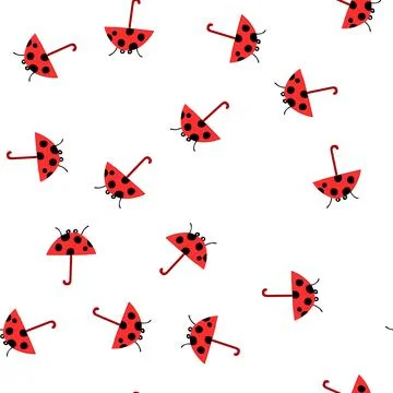 Pattern cute ladybug umbrella protecting from rain and weather Stock Illustration