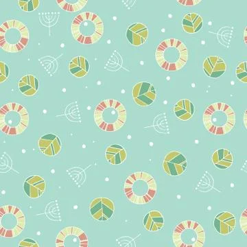 Pattern with cute leaves in blue color Stock Illustration