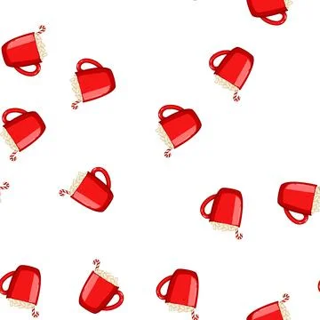 Pattern cute marshmallow cup cartoon vector 스톡 일러스트
