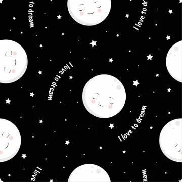 Pattern with cute moon Illustrazione stock
