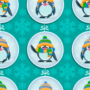 Pattern with cute penguins Stock Illustration
