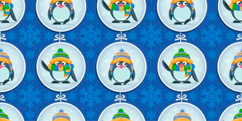Pattern with cute penguins Stock Illustration