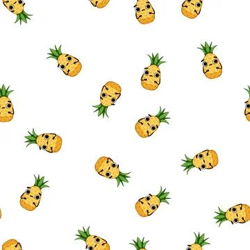 Pattern cute pineapple character cartoon vector Stock Illustration
