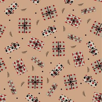 Pattern with cute presents Stock Illustration