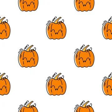 Pattern with cute pumpkins Stock Illustration