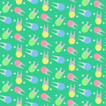 Pattern with Cute Rabbits and Camomiles for Easter Stock Illustration