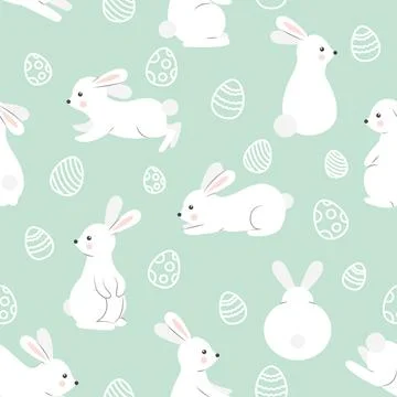 Pattern with cute rabbits and Easter eggs Stock Illustration