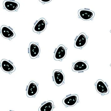 Pattern Cute robot head character winking with a friendly smile, representing Stock Illustration