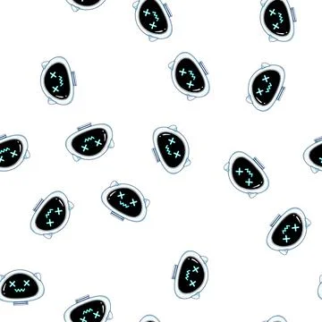 Pattern Cute robot head with glowing x eyes and smile イラスト素材