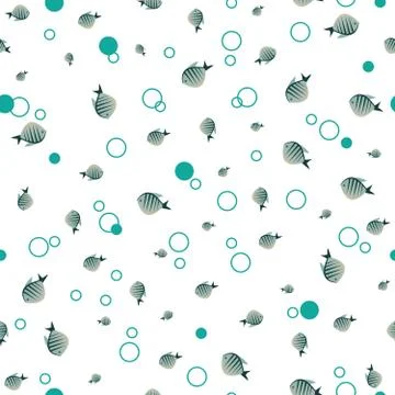 Pattern with cute small fish in white color Stock Illustration