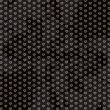 Pattern With Cute Small Gold Hearts On Black Background Stock Illustration