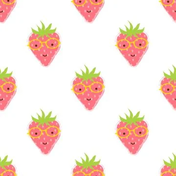 Pattern with cute strawberry Stock Illustration