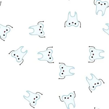 Pattern cute tooth character cartoon vector Stock Illustration